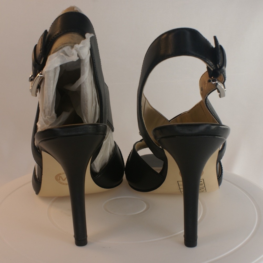 Michael Michael Kors Becky Black Leather Slingback Heel Sandals 40S8BEHS2L 7M - Picture 5 of 12